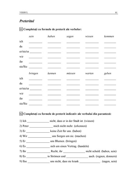 Limba germană. Exerciții de gramatică și vocabular