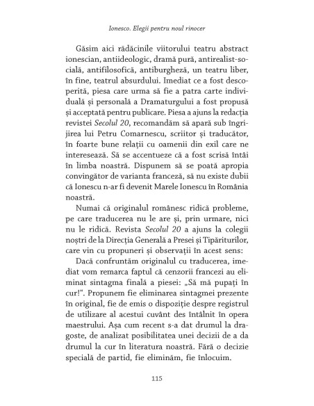 Ionesco. Elegii pentru noul rinocer