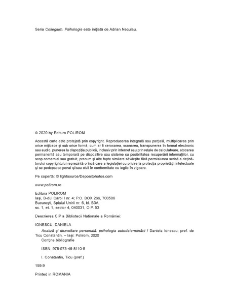Analiză și dezvoltare personală. Psihologia autodeterminării