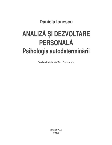 Analiză și dezvoltare personală. Psihologia autodeterminării