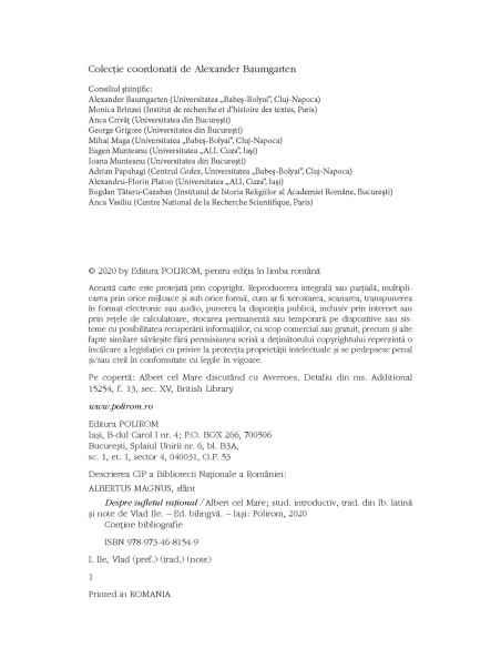 Despre sufletul rațional (ediție bilingvă)