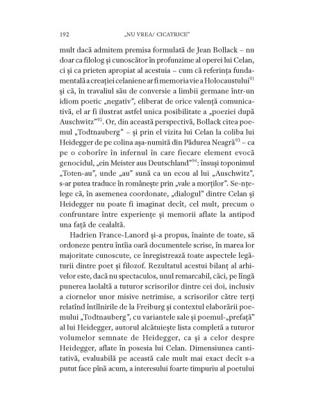 „nu vrea/cicatrice”. Studii despre Paul Celan la împlinirea a 100 de ani de la naşterea poetului