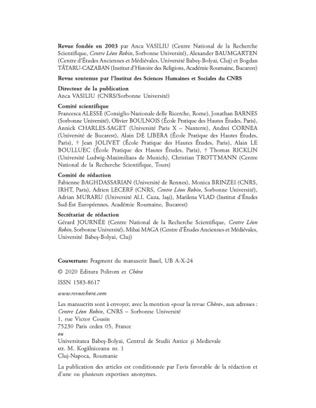 Chôra. Revistă de studii antice şi medievale. Nr. 18-19/2020-2021