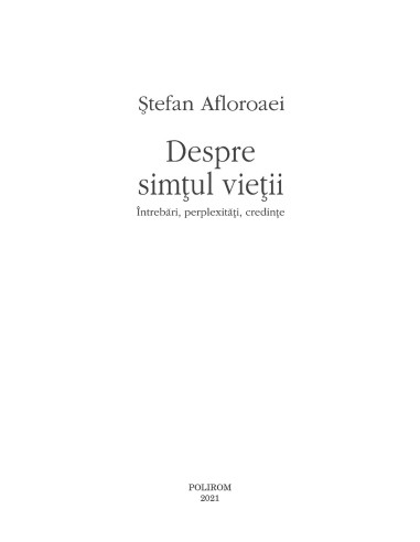 Despre simţul vieţii