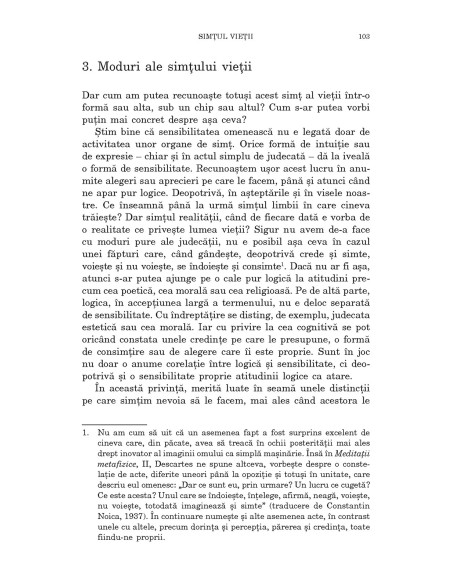 Despre simţul vieţii