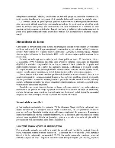Revista de asistenţă socială. Nr. 1/2021