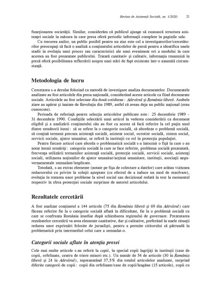 Revista de asistenţă socială. Nr. 1/2021