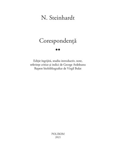 Corespondenţă. Volumul II Corespondenţă. Volumul II