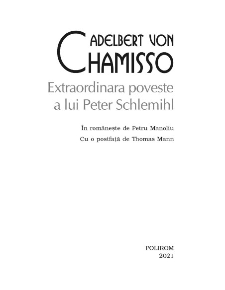 Extraordinara poveste a lui Peter Schlemihl