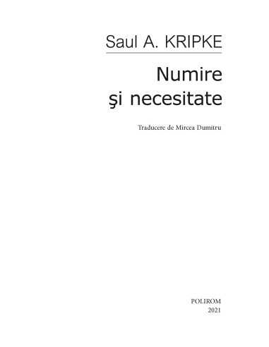 Numire şi necesitate Numire şi necesitate