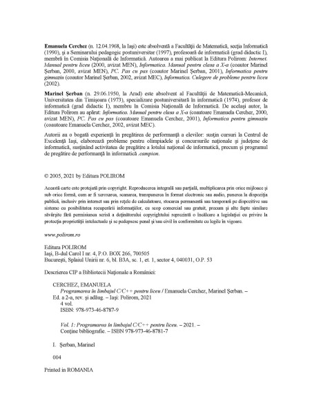 Programarea în limbajul CC++ pentru liceu. Vol. 1