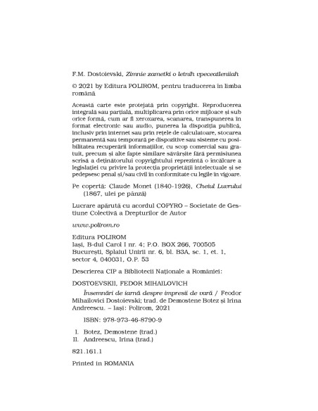 Însemnări de iarnă despre impresii de vară