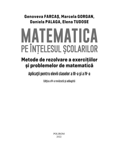 Matematica pe înţelesul şcolarilor