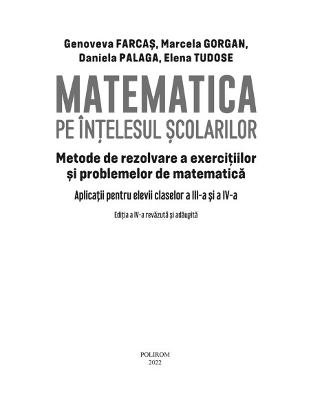 Matematica pe înţelesul şcolarilor