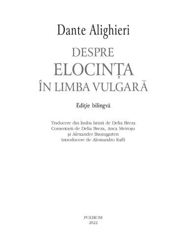 Despre elocinţa în limba vulgară