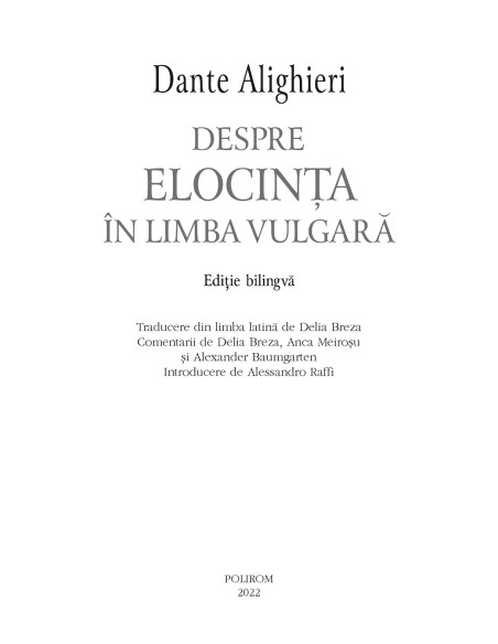 Despre elocinţa în limba vulgară