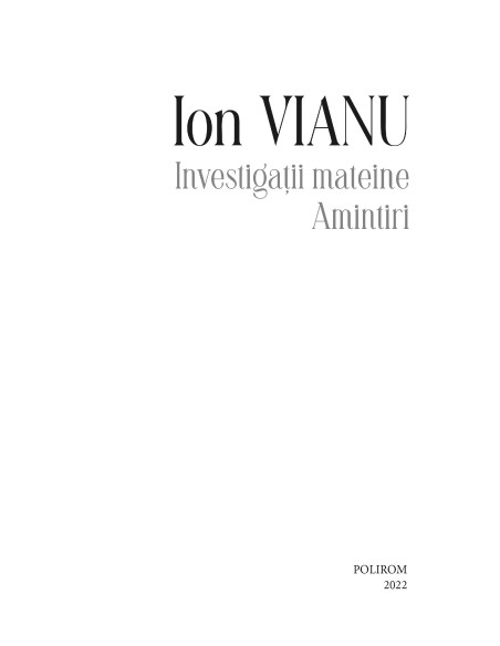 Investigaţii mateine * Amintiri