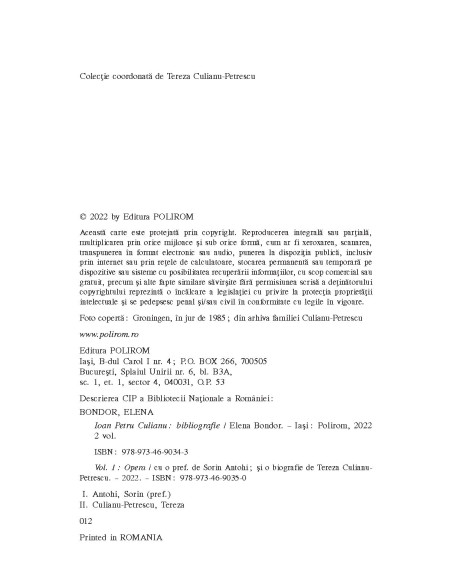 Ioan Petru Culianu. Bibliografie. 1. Opera