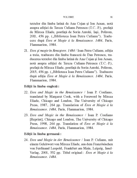 Ioan Petru Culianu. Bibliografie. 1. Opera