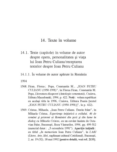 Ioan Petru Culianu. Bibliografie. 2....
