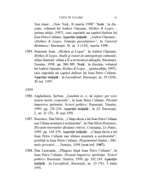 Ioan Petru Culianu. Bibliografie. 2. Receptarea operei