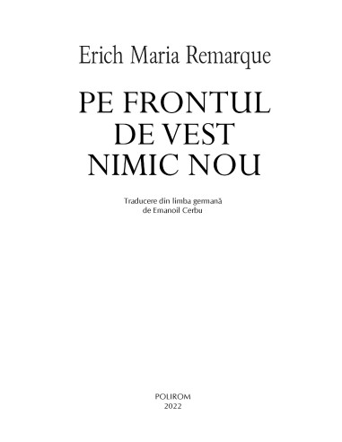Pe frontul de vest nimic nou