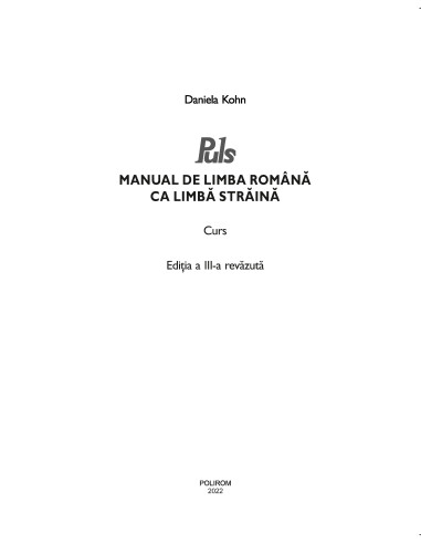 Puls: Manual de limba română ca limbă...