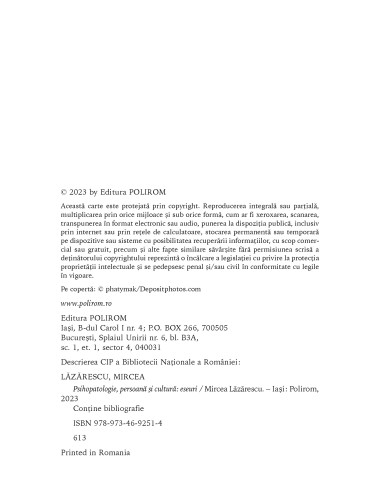 Psihopatologie, persoană şi cultură