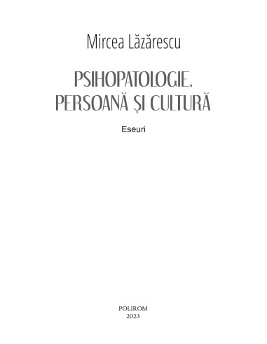 Psihopatologie, persoană şi cultură
