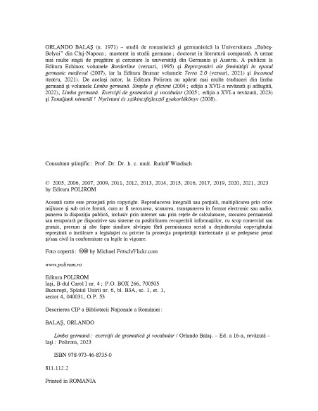 Limba germană. Exerciţii de gramatică şi vocabular