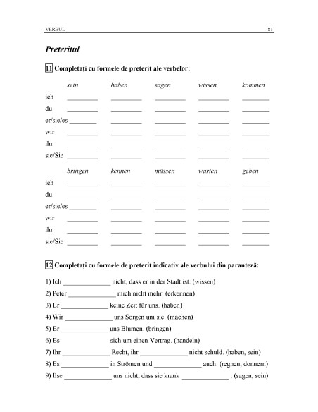 Limba germană. Exerciţii de gramatică şi vocabular