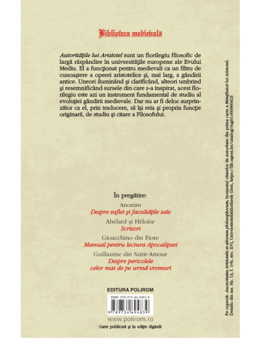 Autorităţile lui Aristotel Autorităţile lui Aristotel