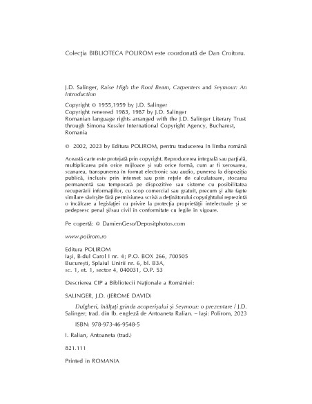 Dulgheri, înălţaţi grinda acoperişului şi Seymour: o prezentare