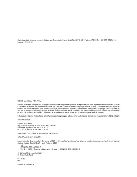 Limbă şi cultură germană în România (1918-1933). Volumul II