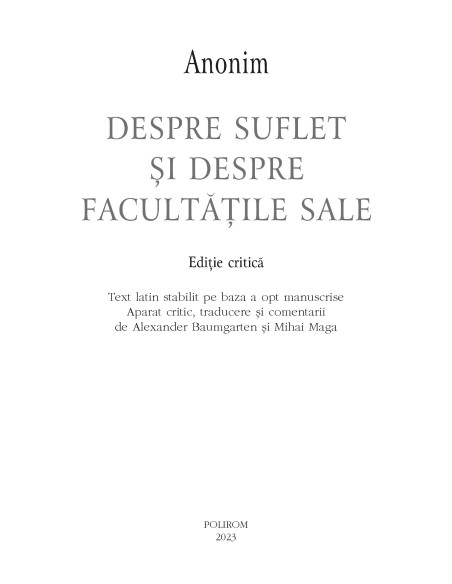 Despre suflet şi despre facultăţile sale
