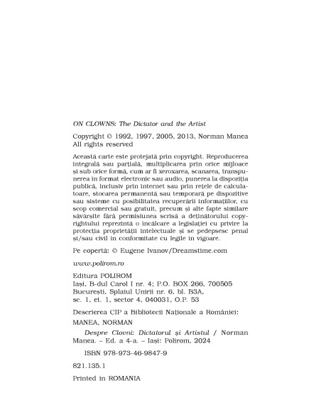 Despre Clovni: Dictatorul şi Artistul