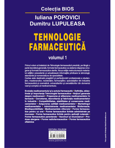 Tehnologie farmaceutică. Volumul I