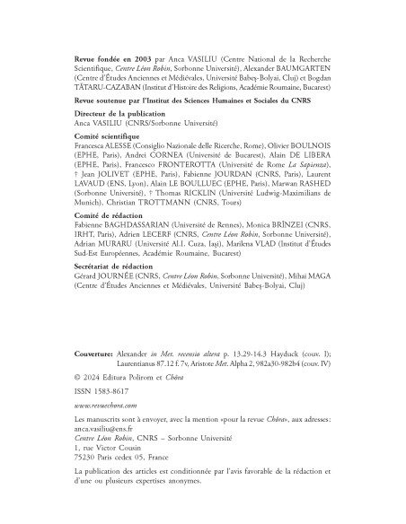 Chôra. Revistă de studii antice şi medievale. Nr. 21-22/2023-2024