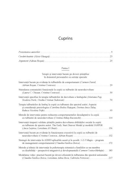 Terapii şi intervenţii psihopedagogice la persoane cu cerinţe speciale