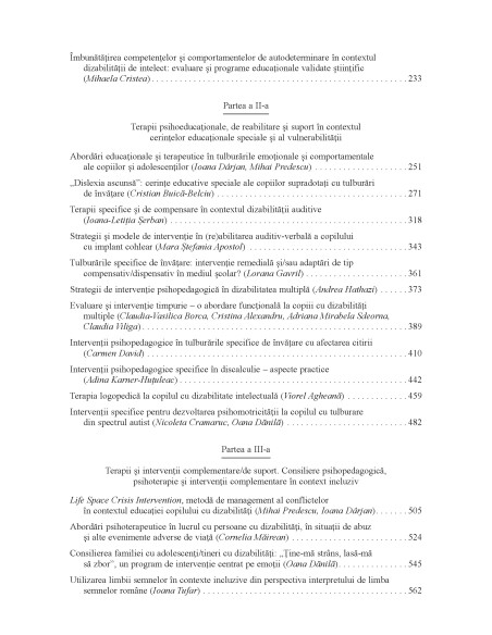 Terapii şi intervenţii psihopedagogice la persoane cu cerinţe speciale