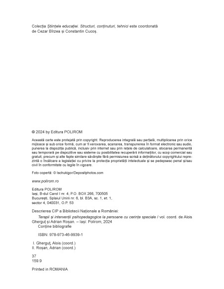 Terapii şi intervenţii psihopedagogice la persoane cu cerinţe speciale