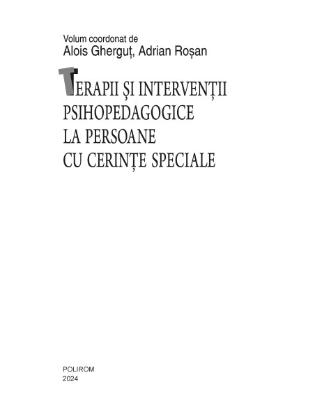 Terapii şi intervenţii psihopedagogice la persoane cu cerinţe speciale