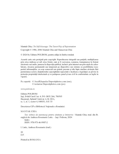 Tao. Tehnici de automasaj pentru sănătate şi întinerire