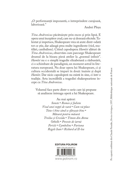 Shakespeare interpretat de Adrian Papahagi. Titus Andronicus * Hamlet