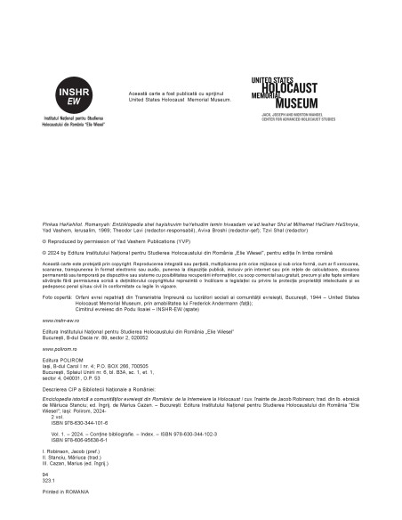 Enciclopedia istorică a comunităţilor evreieşti din România. Volumul I