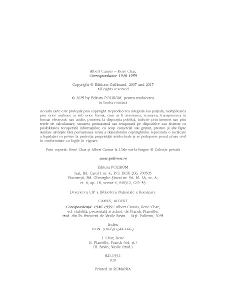 Corespondenţă. 1946-1959