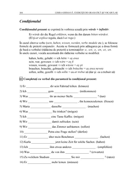 Limba germană. Exerciţii de gramatică şi vocabular