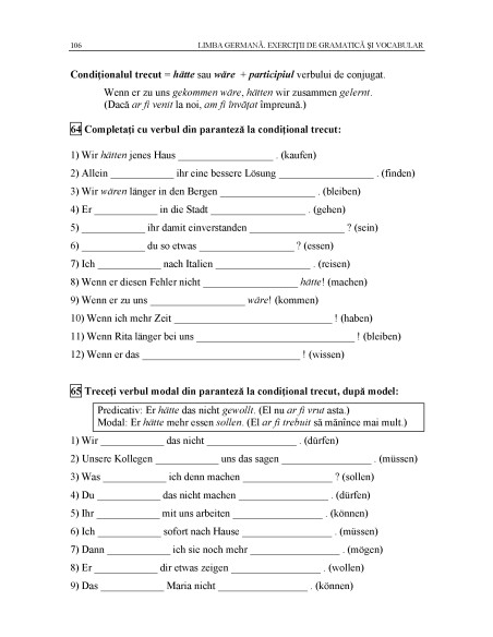 Limba germană. Exerciţii de gramatică şi vocabular