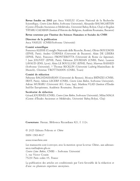 Chôra. Revistă de studii antice şi medievale. Nr. 23/2025