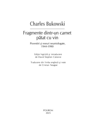 Fragmente dintr-un carnet pătat cu vin